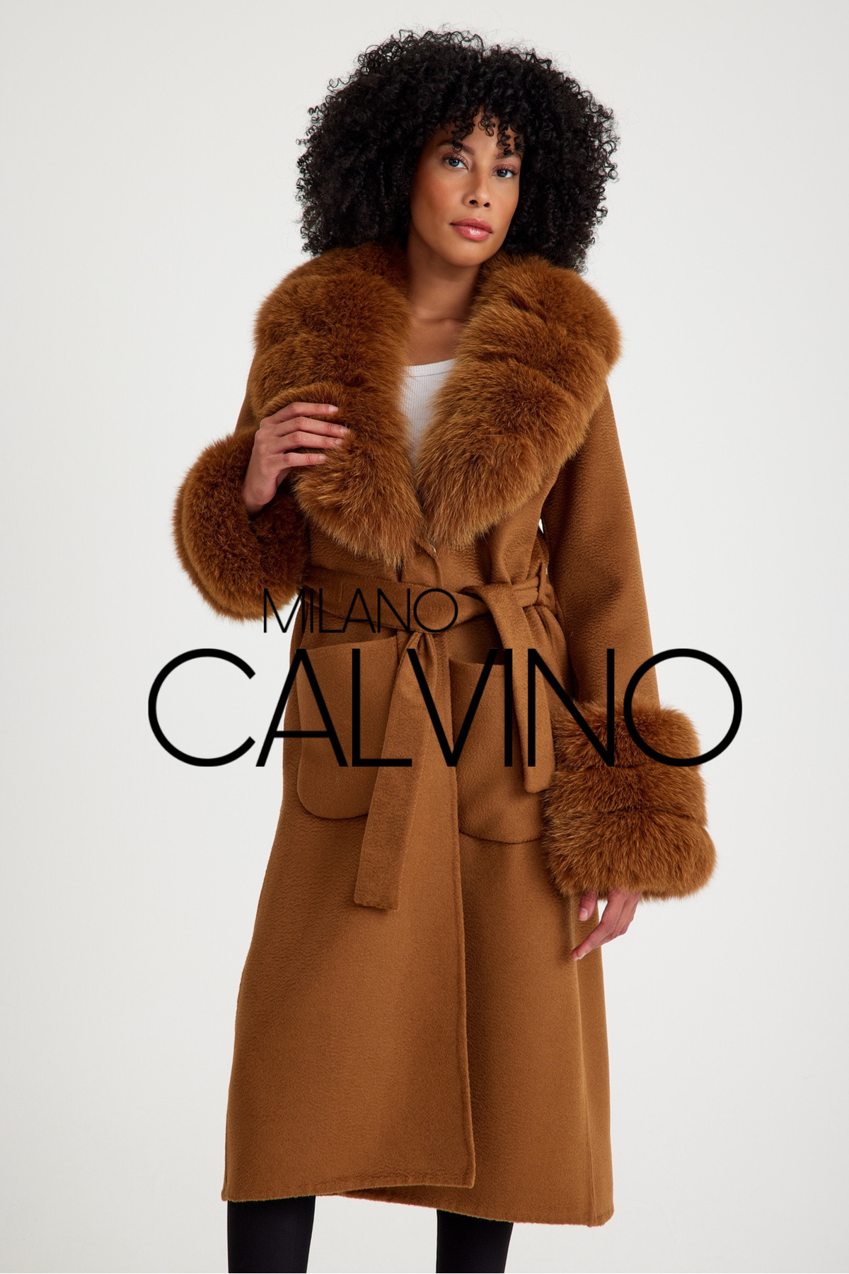 Milano Calvino Kürklü Fransız Kaşmiri Kaban görsel 7