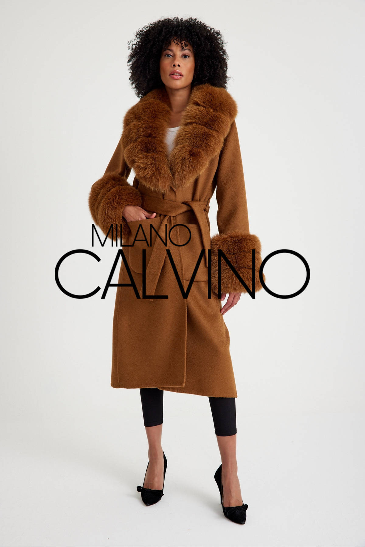 Milano Calvino Kürklü Fransız Kaşmiri Kaban görsel 3