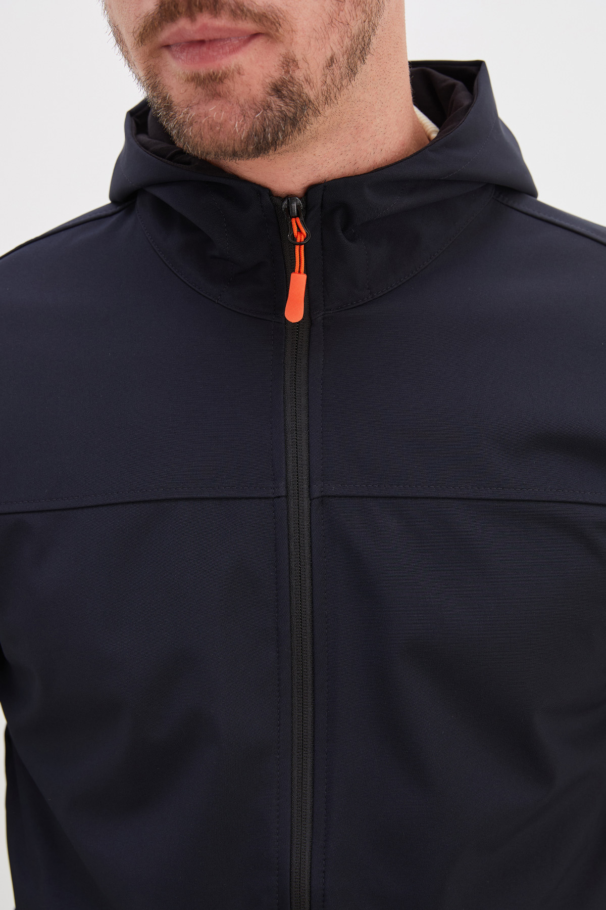 Fermuarlı Kapüşonlu Softshell Ceket — سرمه‌ای 27KERK6045144275 — تصویر 5 از 8