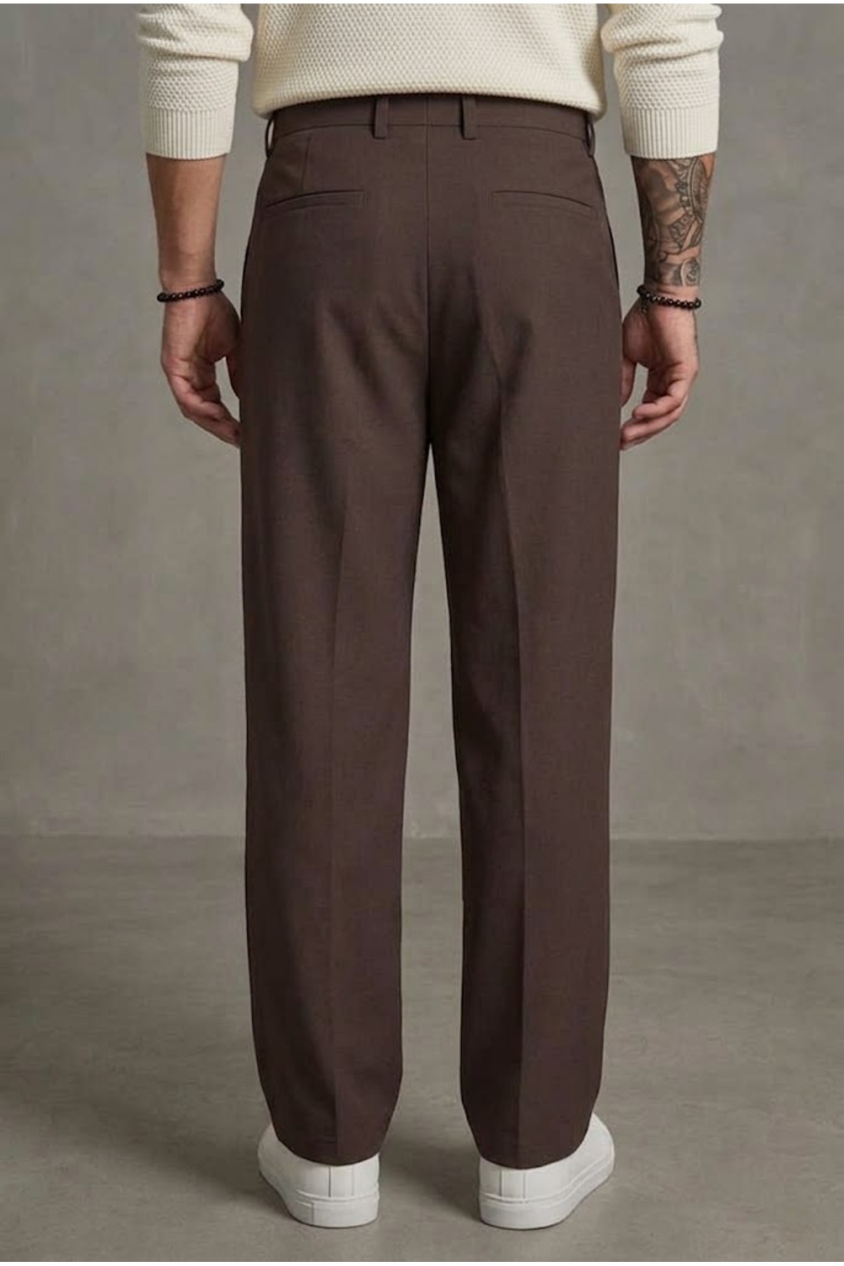 Erkek Baggy Fit Pileli Bol Kalıp Geniş Salaş Pantolon — قهوه‌ای GMN-PİLELİ 3 — تصویر 4 از 5