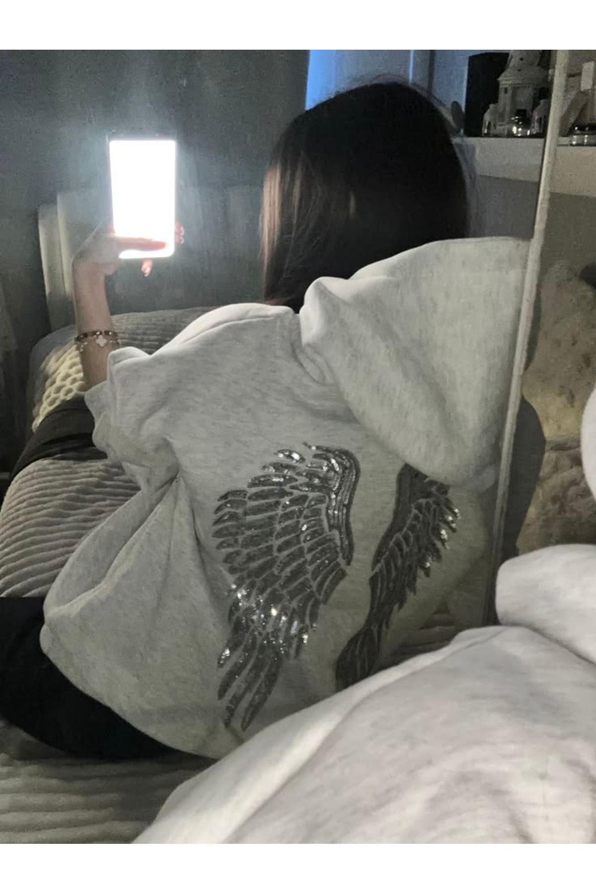Weekeep Pul İşlemeli Melek Kanatlı Trend Streetwear Femuarlı Hırka/ Streetwear Y2K görsel 2