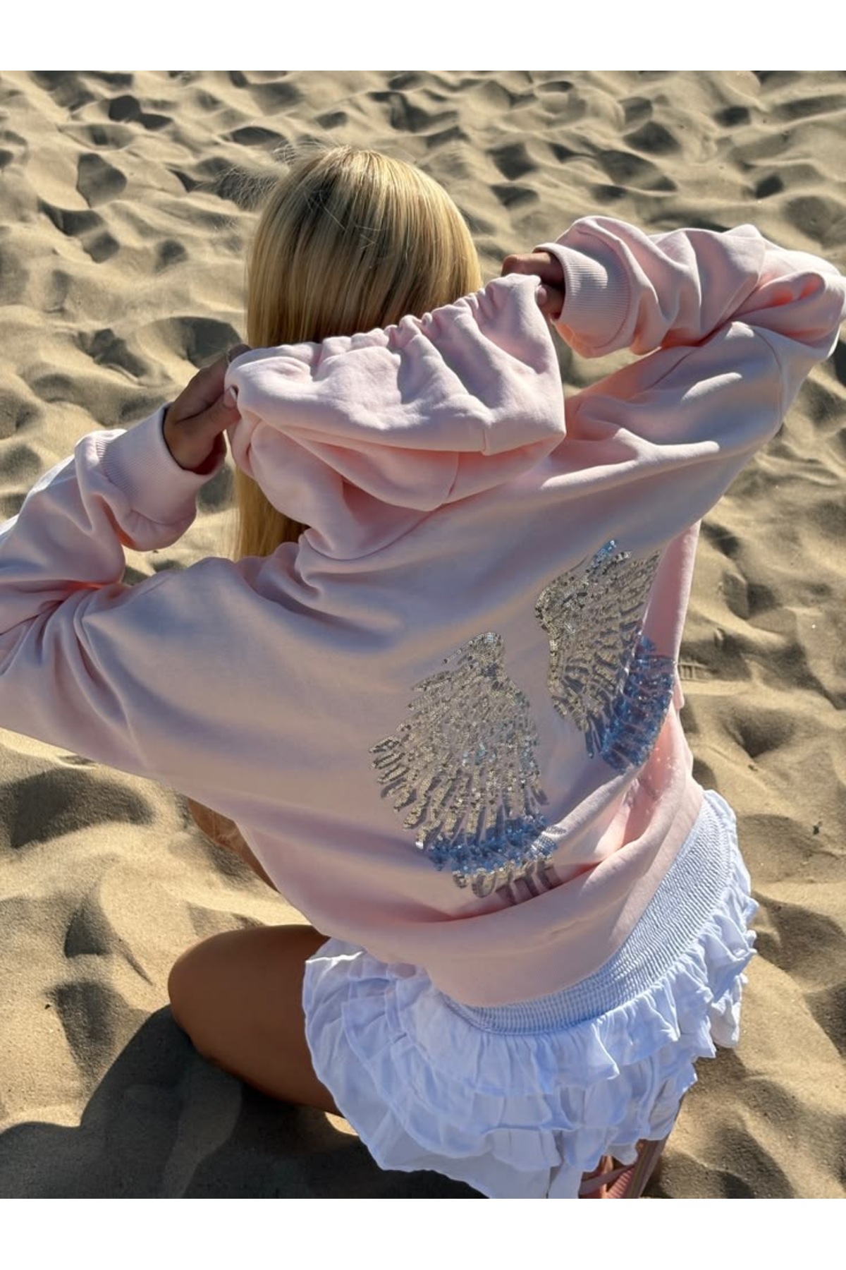 Pul İşlemeli Melek Kanatlı Trend Streetwear Femuarlı Hırka/ Streetwear Y2K — صورتی TYC82CF97C4 — تصویر 2 از 2