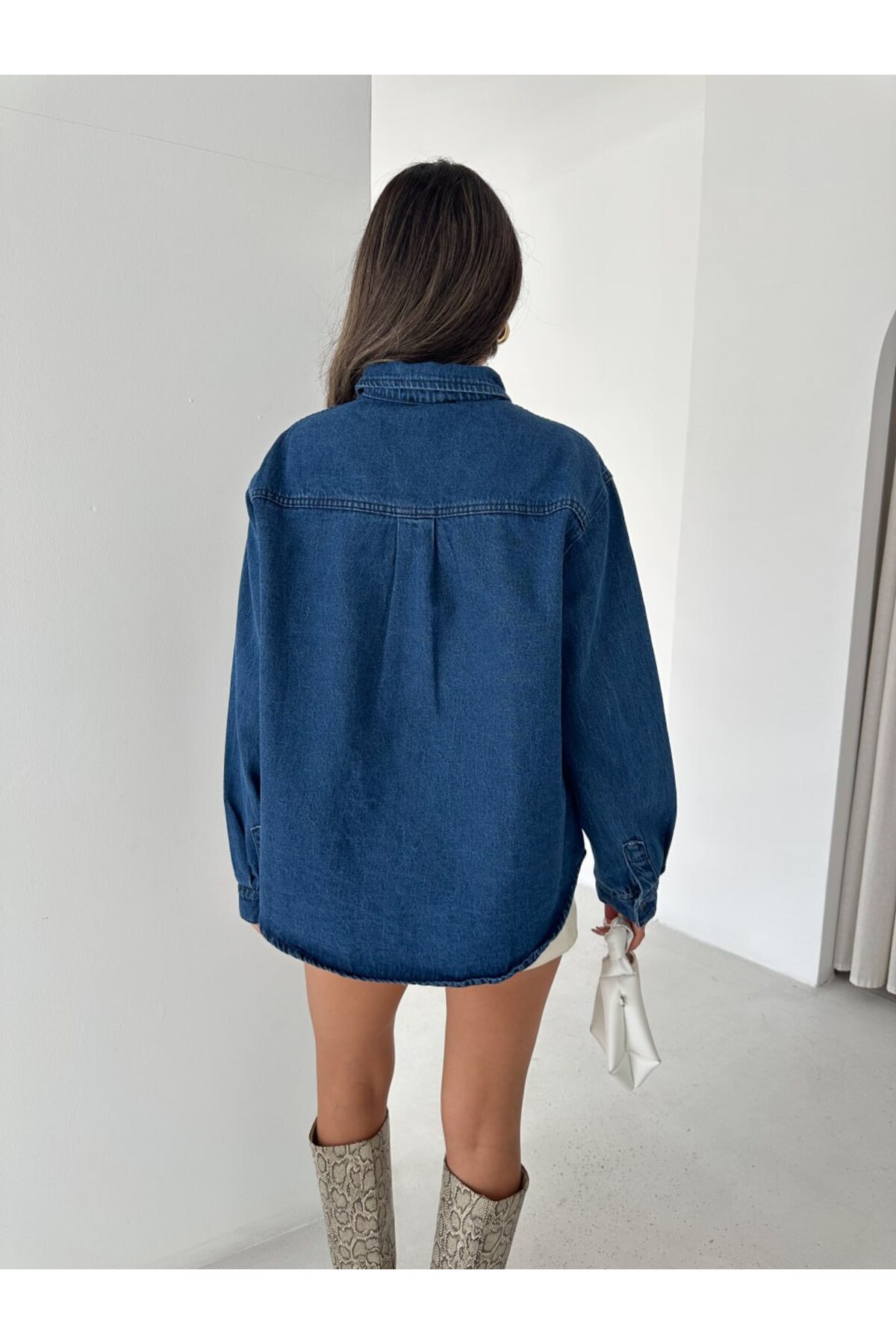MİSPİER Tencel kot Ceket Çıtçıtlı Yaka Detaylı görsel 8