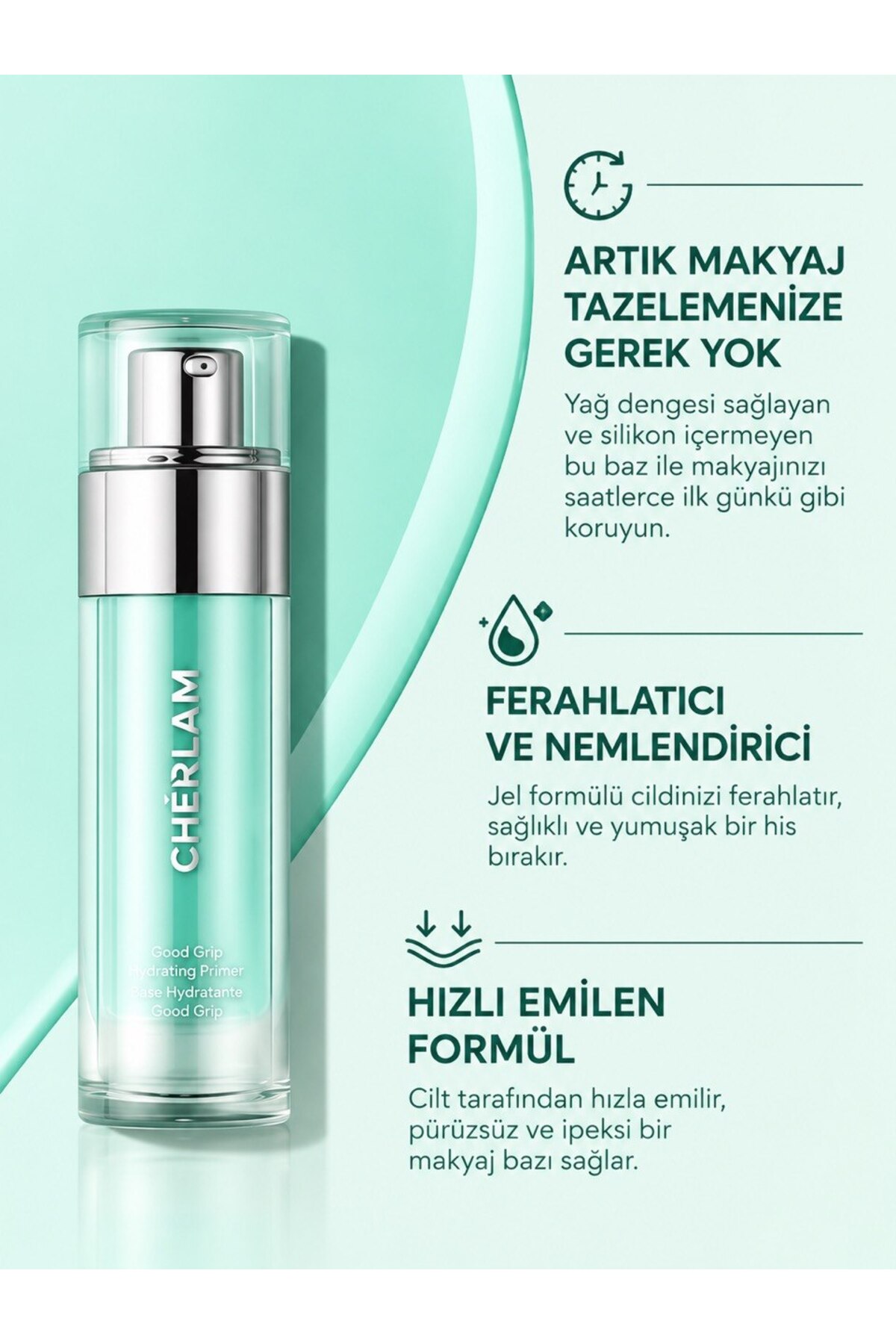 Nemlendirici Jel Makyaj Bazı Işıltılı ve Pürüzsüz Görünüm — سبز Sheglam Nemlendirici Jel Makyaj Bazı — تصویر 4 از 7