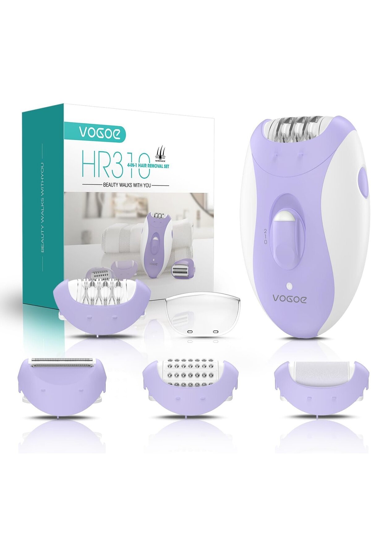 VOGOE HR310 4'ü 1 Arada Kadın Epilatörü, Kablosuz, 21 Cımbız, Yüz, Bacak ve Bikini İçin — B0BLH71181RA