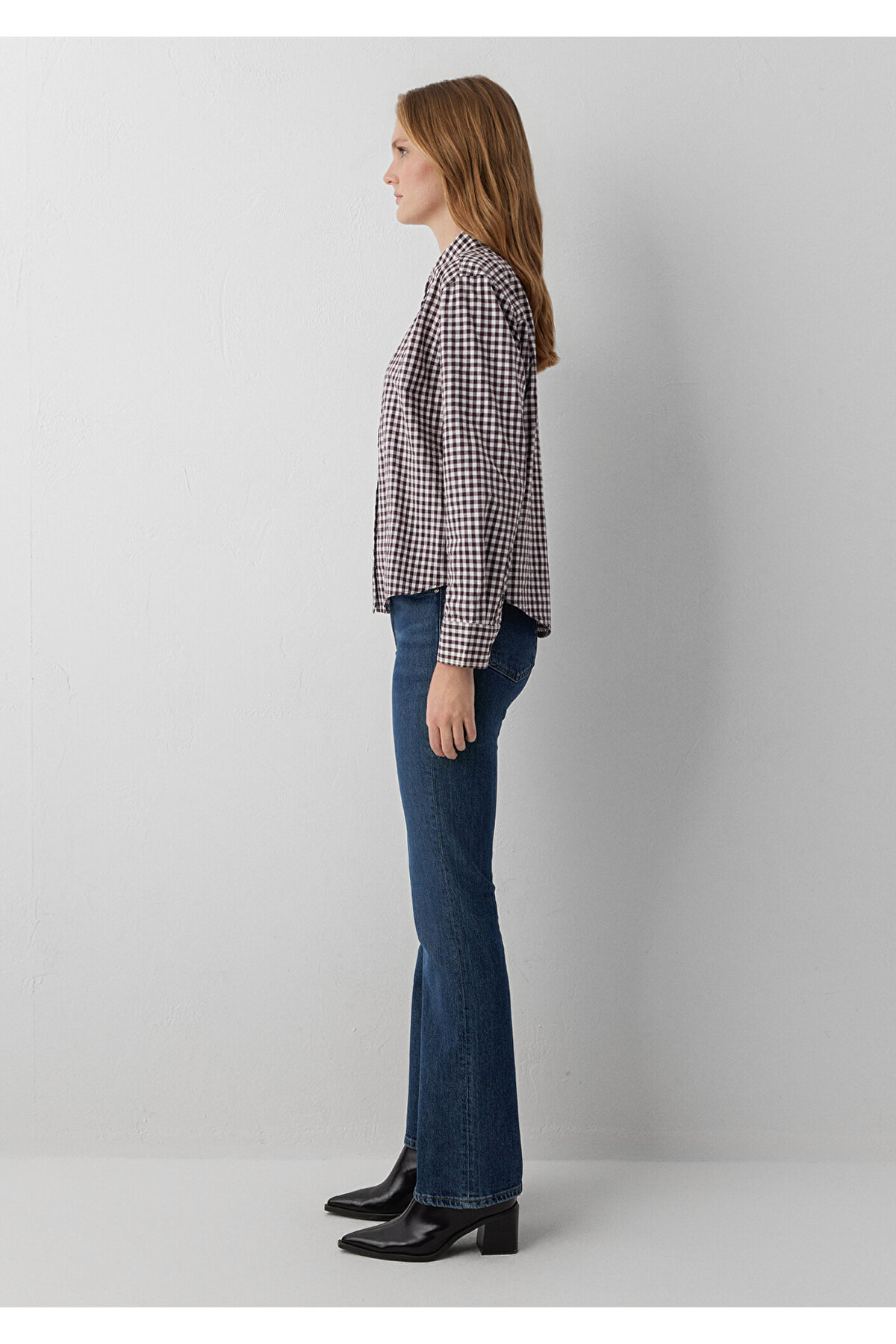 Kareli Kahverengi Gömlek Loose Fit / Bol Rahat Kesim 1211590-91665 — قهوه‌ای — تصویر 4 از 7