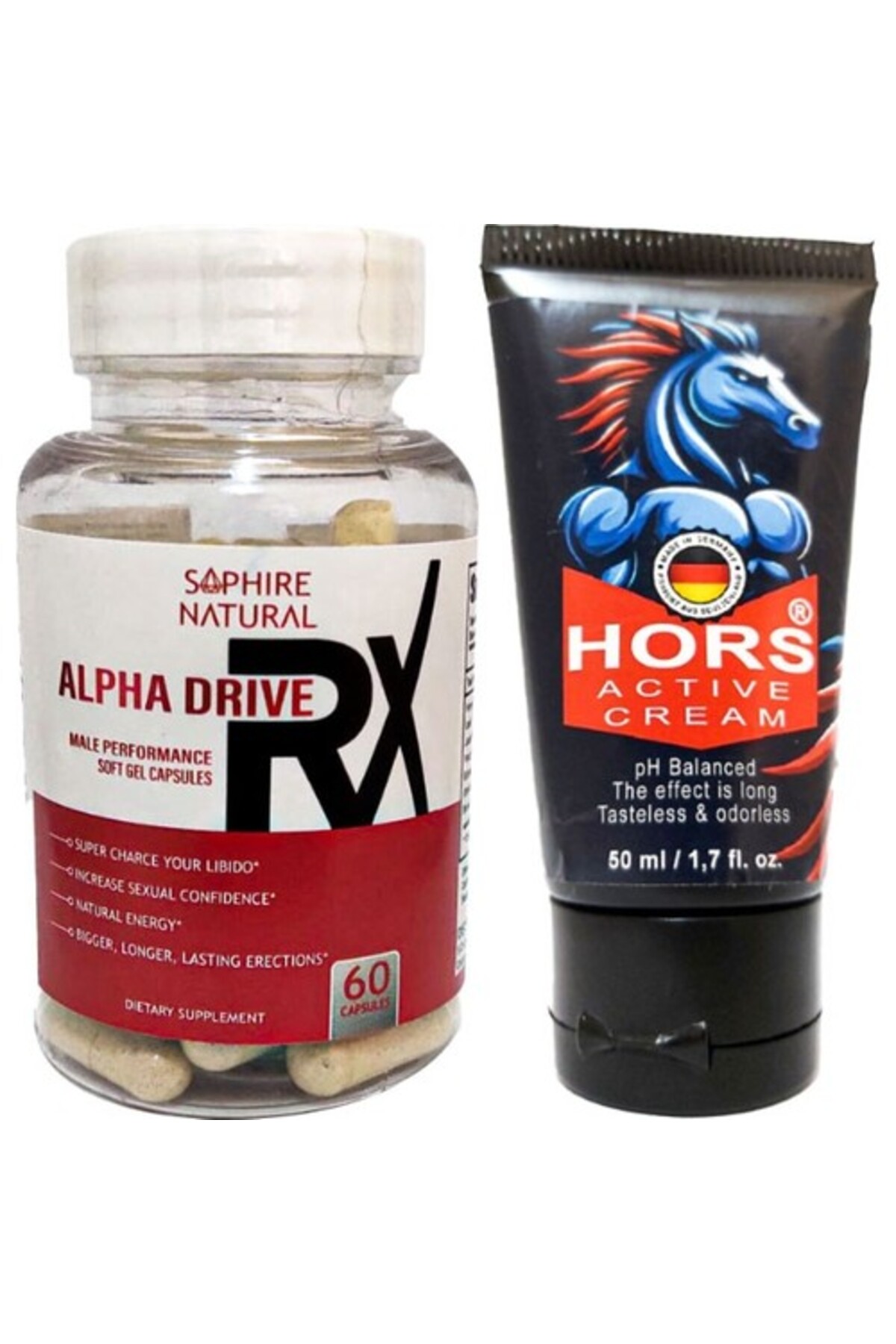 Alpha Drive Rx Erkeklere 60 Lı Soft Jel Formunda Özel Karışım + Hors Active Cream 50 Ml Erkek Katıla — GU-EYF-5078-BLNC — تصویر 2 از 2