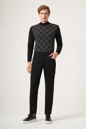 İmza Siyah 5 Cep Gabardin Slim Fit Pamuklu Denim Pantolon 1023265151