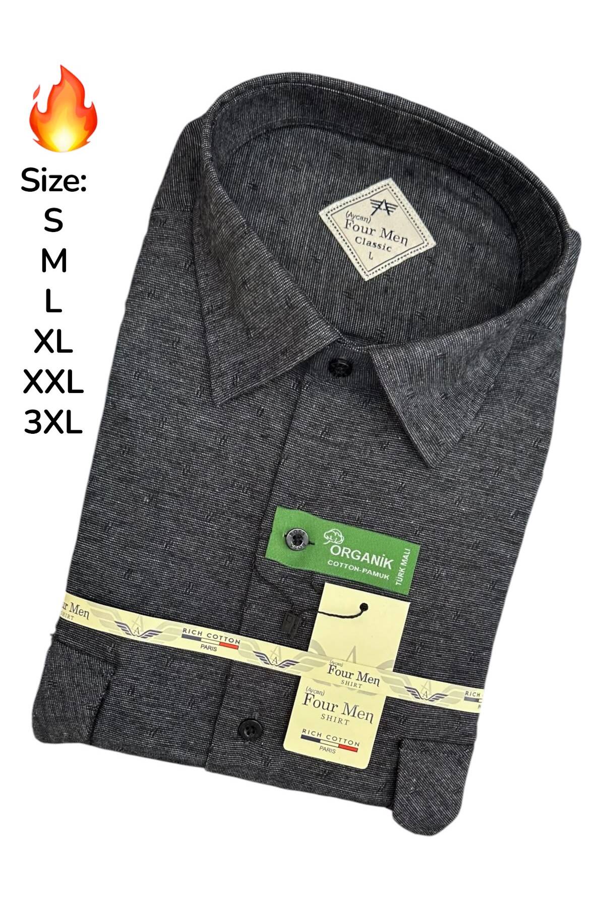 پیراهن زمستانی نخی فلانل | پیراهن پدر دو جیبی — مشکی NKDSFHDFSIUSDHL1001 — تصویر 2 از 3