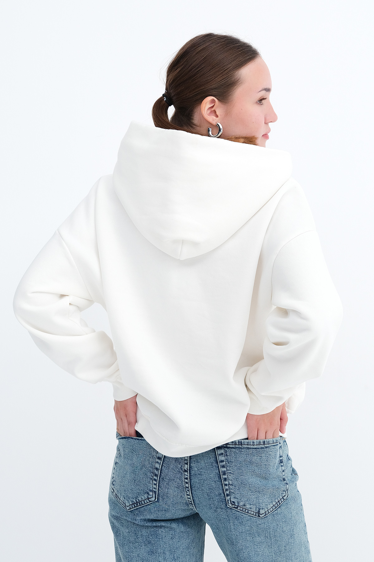 Addax Kapüşonlu Şardonlu Sweatshirt S1862 görsel 6