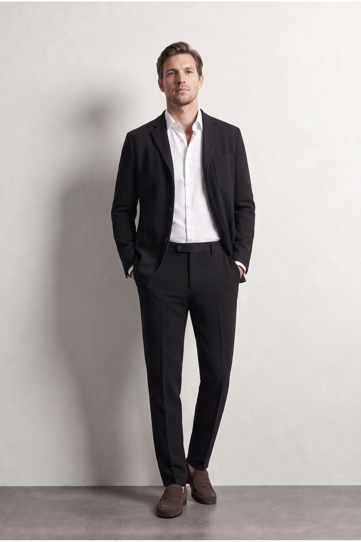 D'S Damat Ds Damat Comfort Siyah Gofre Desenli Takim Elbise görsel 4