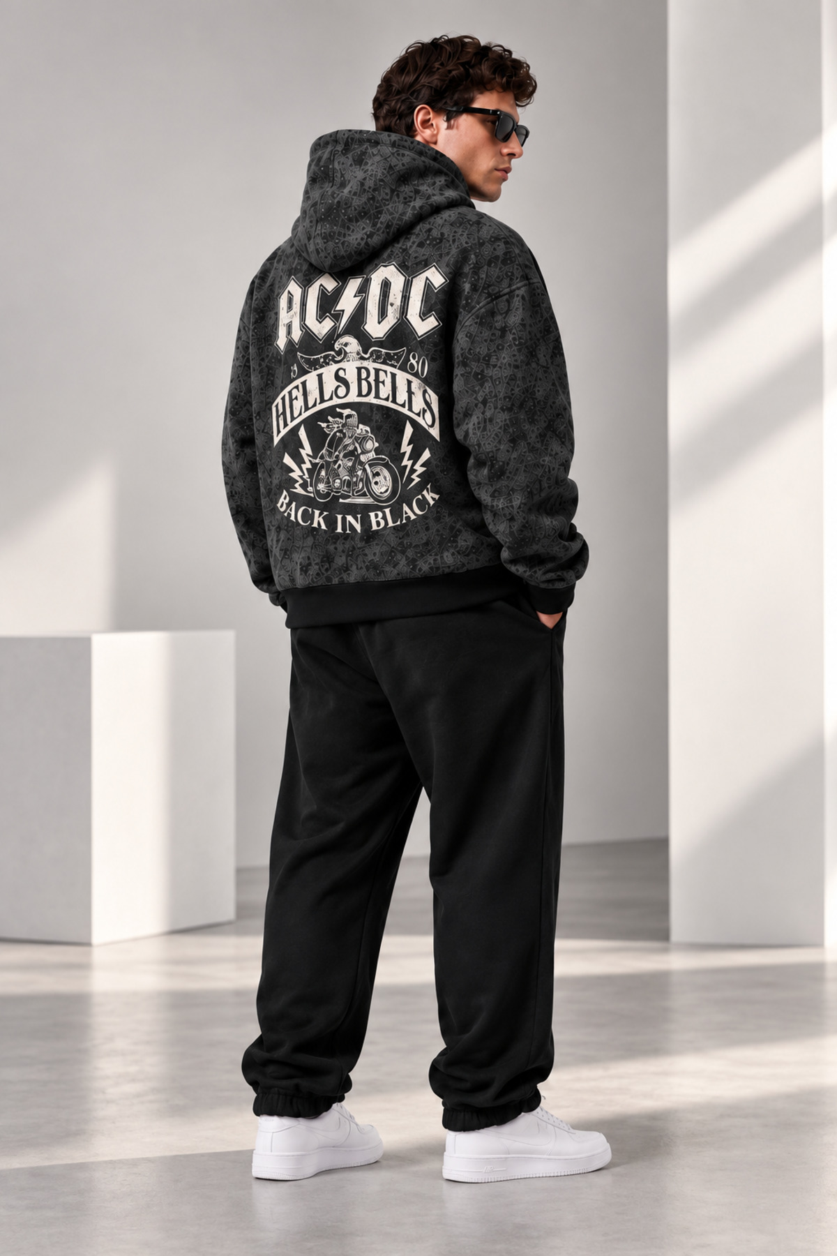 PENTHİLUS Unisex Oversize Rock Baskılı Desenli Fermuarlı Kapüşonlu Sweatshirt Cepli Streetwear Hoodie