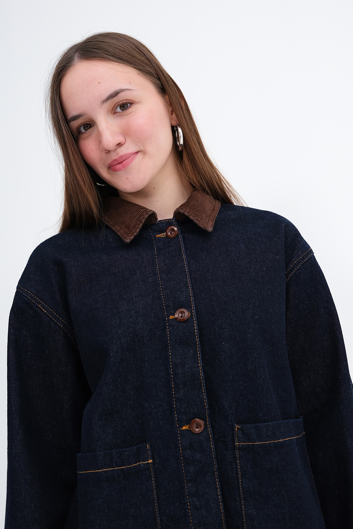 Addax Kadife Yaka Cepli Denim Ceket C26004 görsel 2