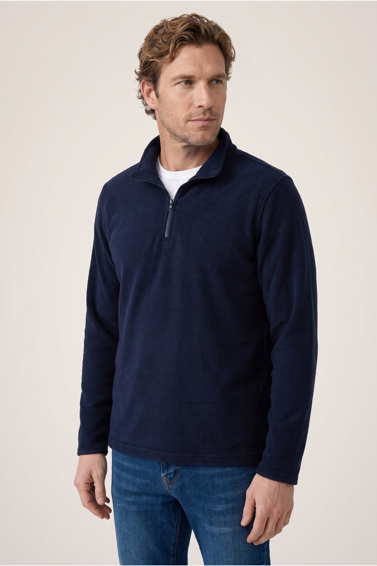 Fermuarlı Bato Yaka Regular Fit Polar Sweatshirt — سرمه‌ای KK27C00000038 — تصویر 2 از 6