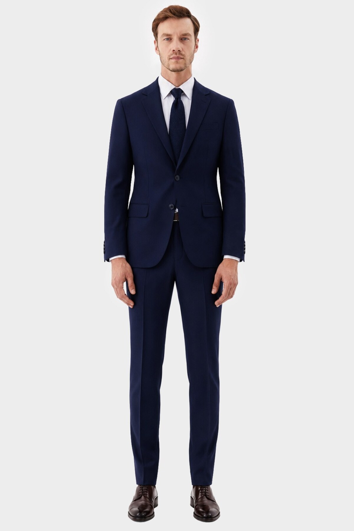 Sabri Özel 4 Drop Erkek Koyu Lacivert Dar Kesim Slim Fit Viskon Mono Yaka Takım Elbise — رنگارنگ SSL100006-R104