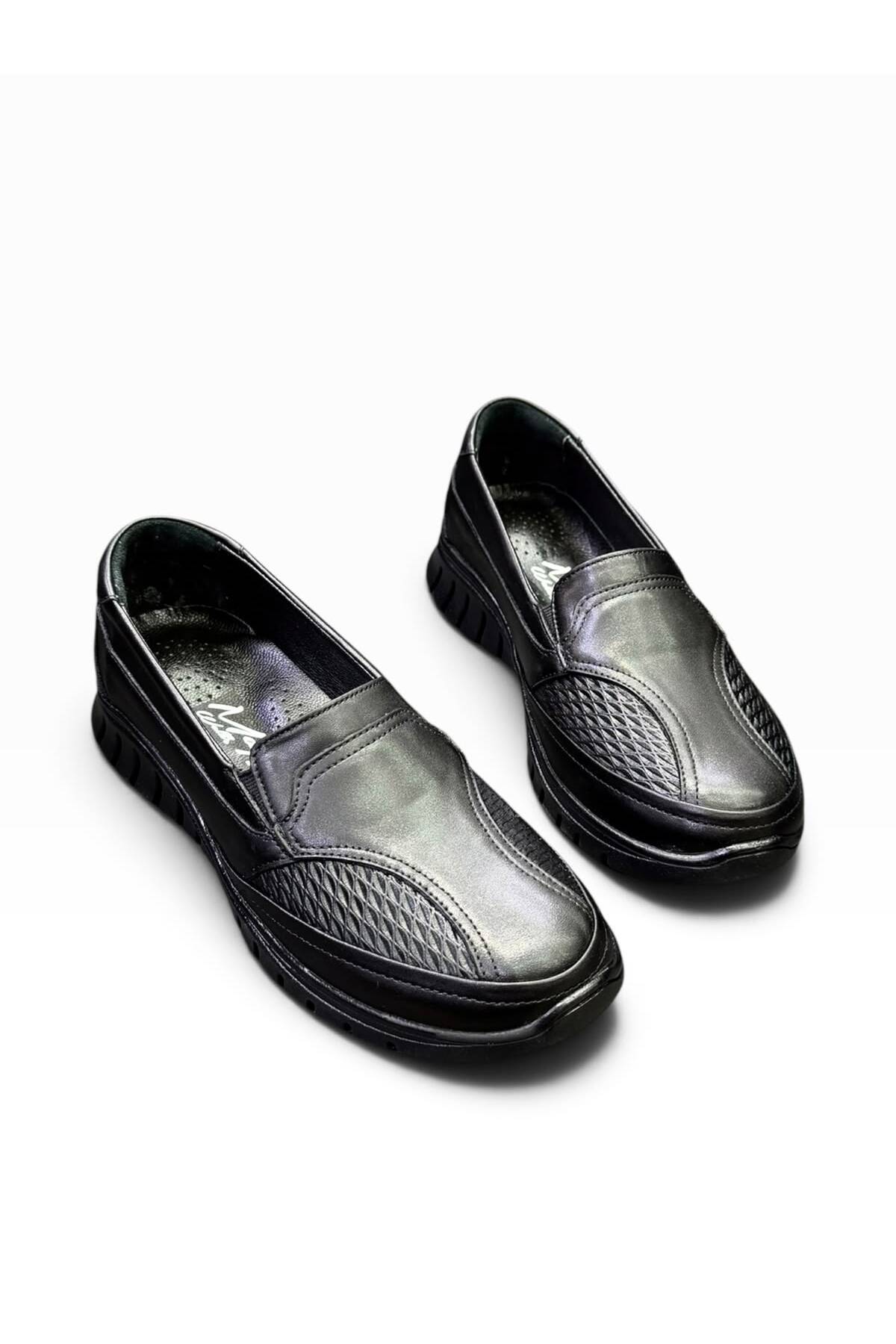 İYİSİNDEN SHOES Hakiki Deri Kadın Anne Ayakkabısı - Kemik Çıkıntısına Uygun - Ortopedik Taban Kaydırmaz Kauçuk Taban Rahat Kalıp görsel 3