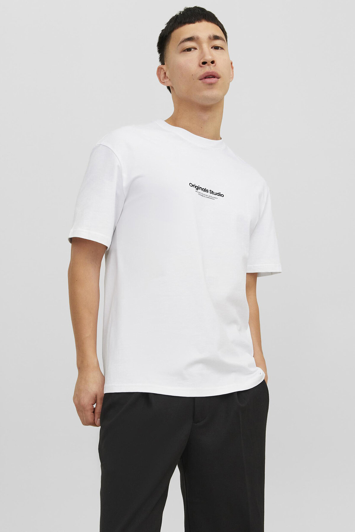 تی‌شرت JORVESTERBRO یقه گرد بدون رنگ روشن سفید جک اند جونز تی شرت Jack & Jones