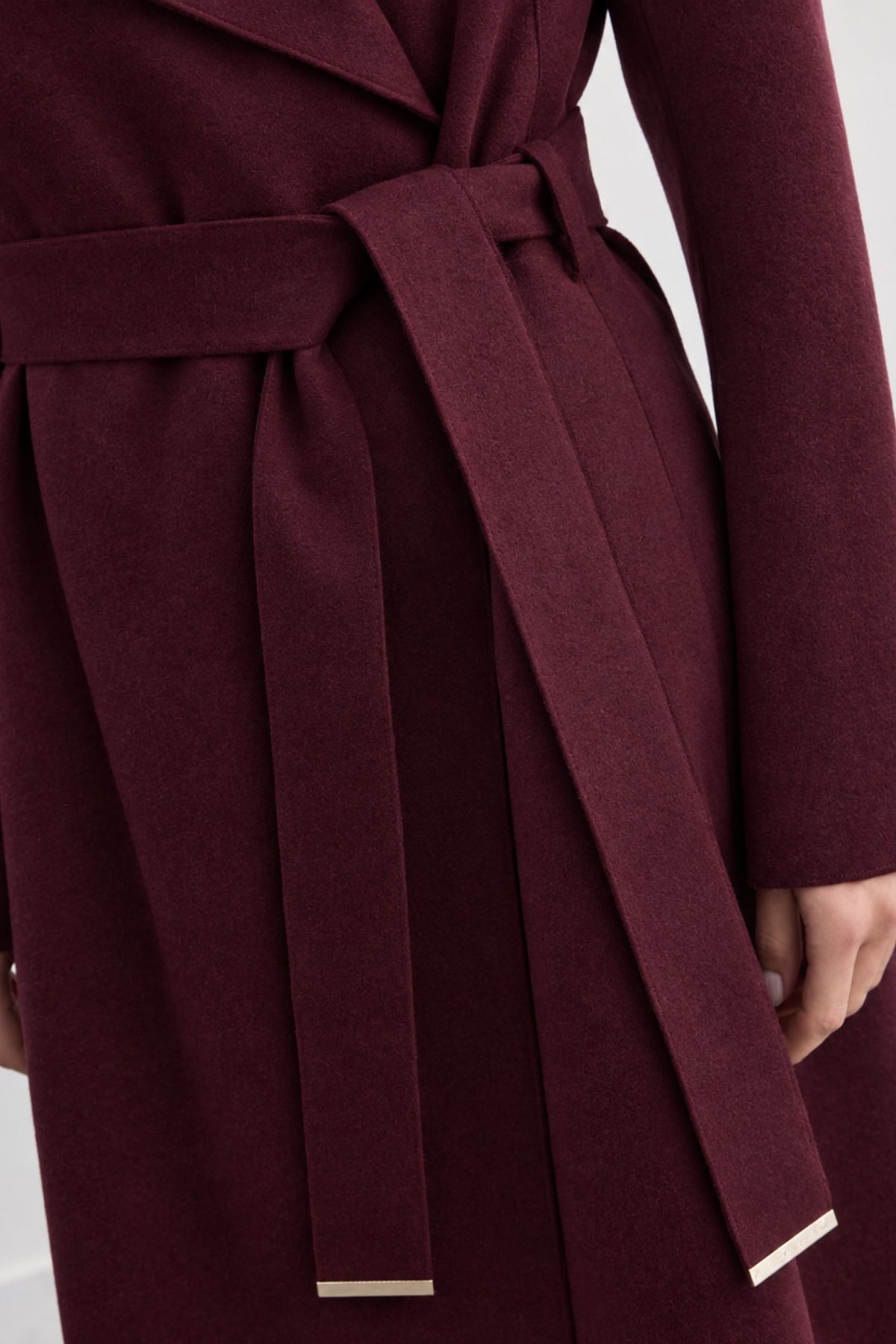MAG FASHİON Kadın Bordo Kaşe Kaban Özel İtalyan Tasarım görsel 6