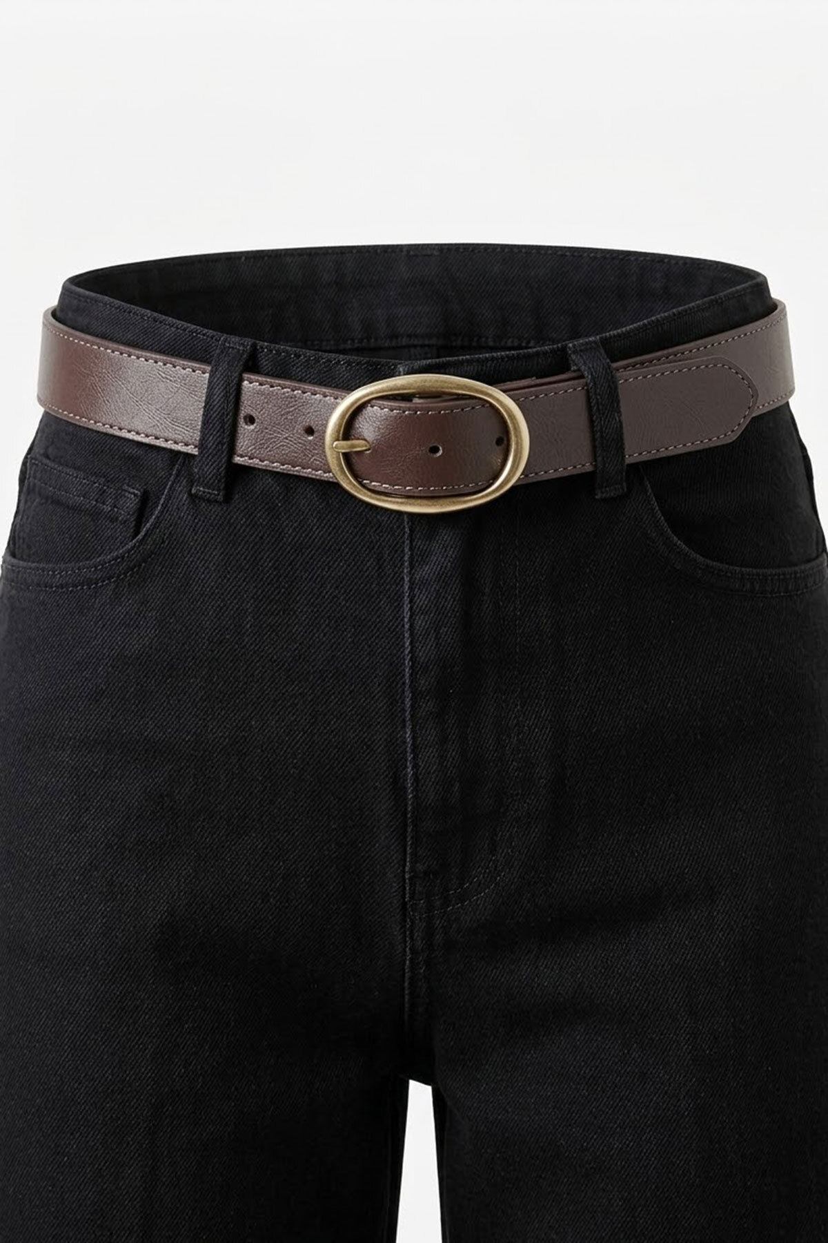 MAGARDE Premium Kemerli Flare Jean- SİYAH görsel 2