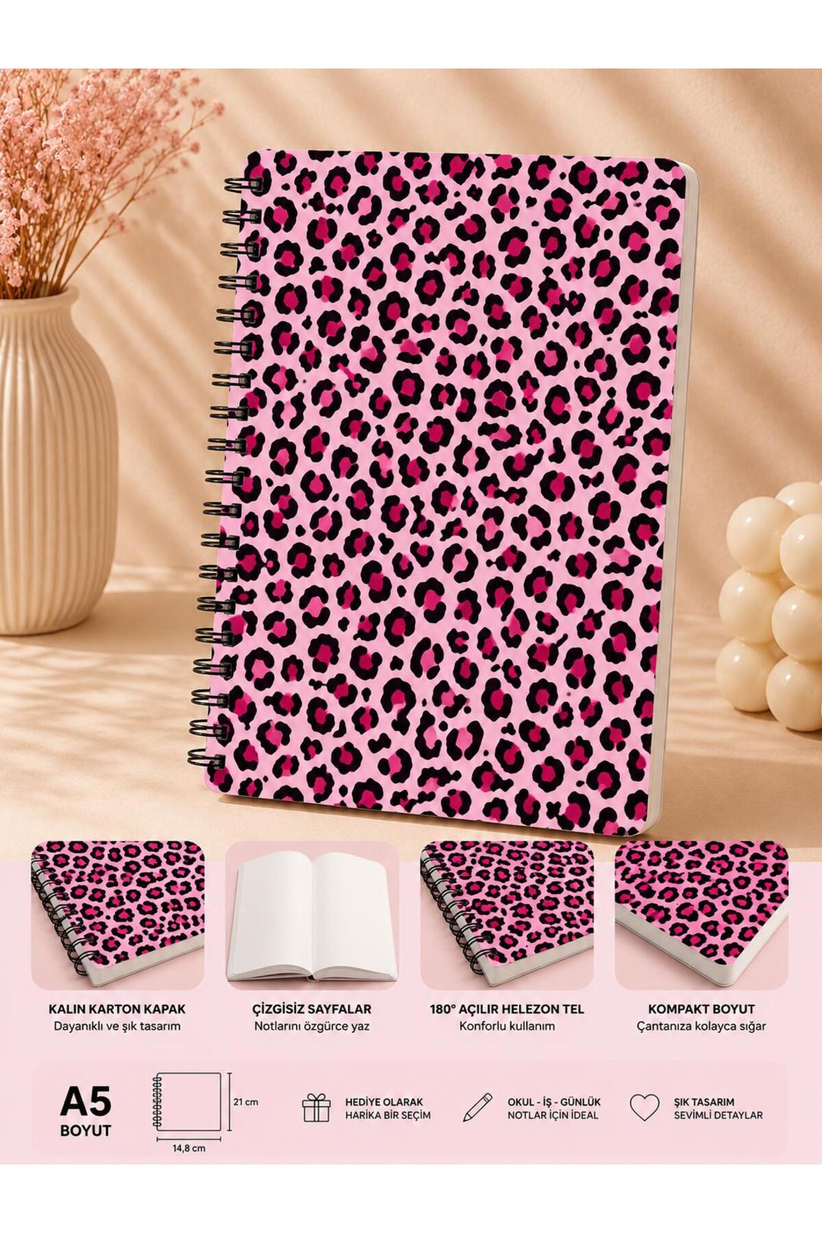 ÖZ KIRTASİYE Leopar Desenli A5 Çizgisiz Defter