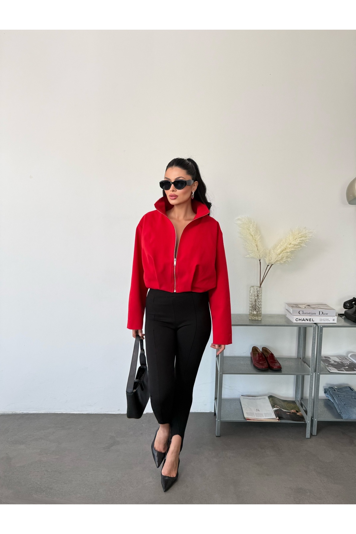 LB Laluna Butik Kadın Oversize Astarlı Bomber Ceket görsel 6