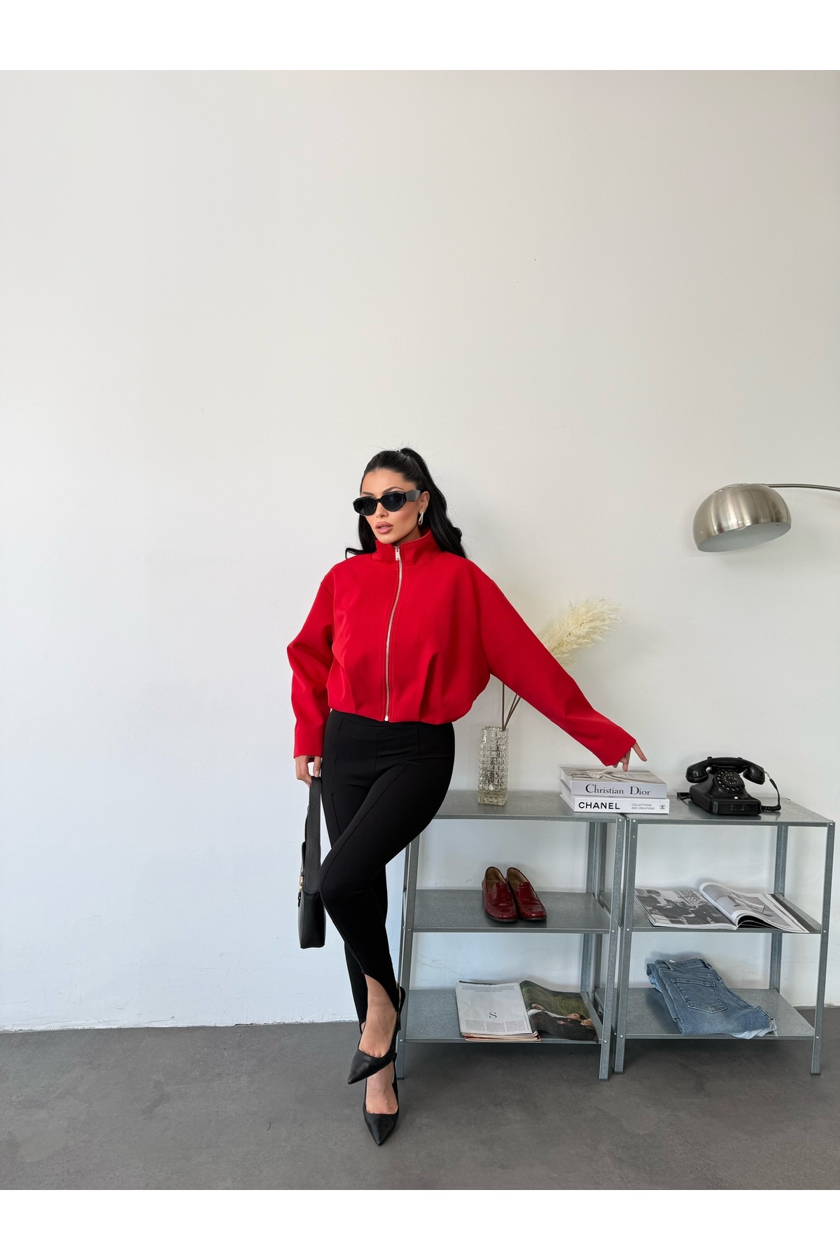 LB Laluna Butik Kadın Oversize Astarlı Bomber Ceket görsel 4