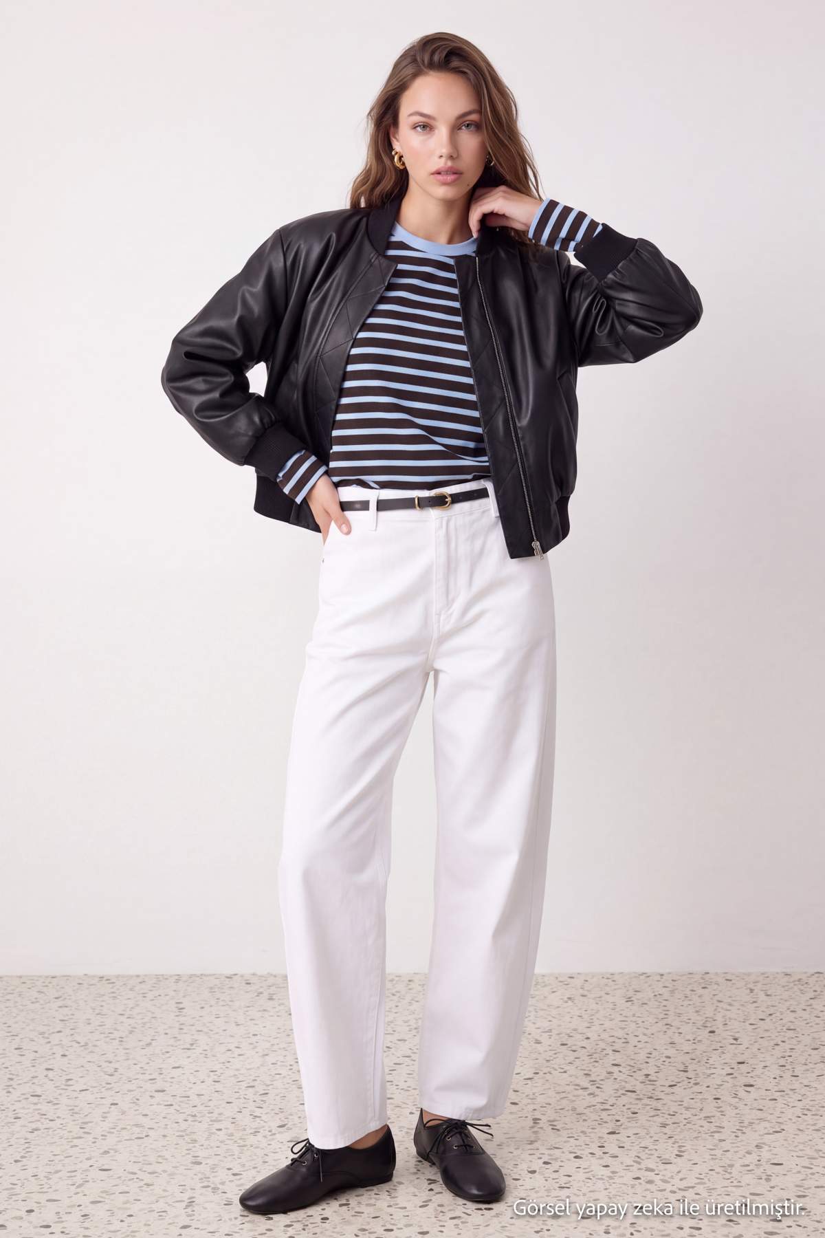 Beyaz Kemerli Gabardin Barrel %100 Pamuk Yumuşak Tuşeli Pantolon TWOSS26PL00185
