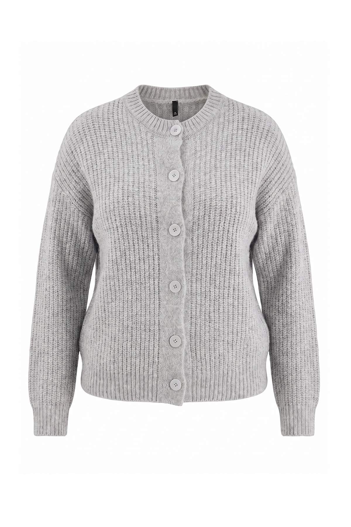 Trendyolmilla Curve Wardrobe Essentials Gri Yumuşak Dokulu Basic Triko Hırka TBBAW27AV00007
