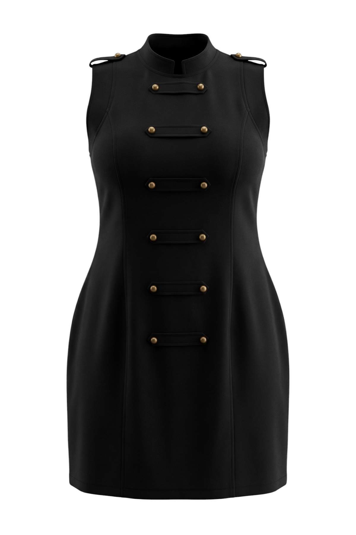 Trendyolmilla Curve Siyah Dokuma Büyük Beden Elbise TBBAW27AH00078