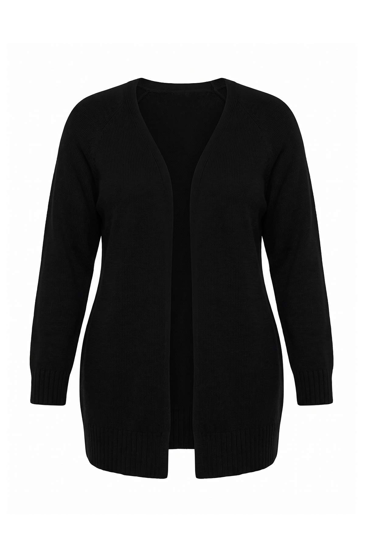 Trendyolmilla Curve Siyah Yumuşak Dokulu Geniş Kalıp Triko Hırka TBBAW27AV00012