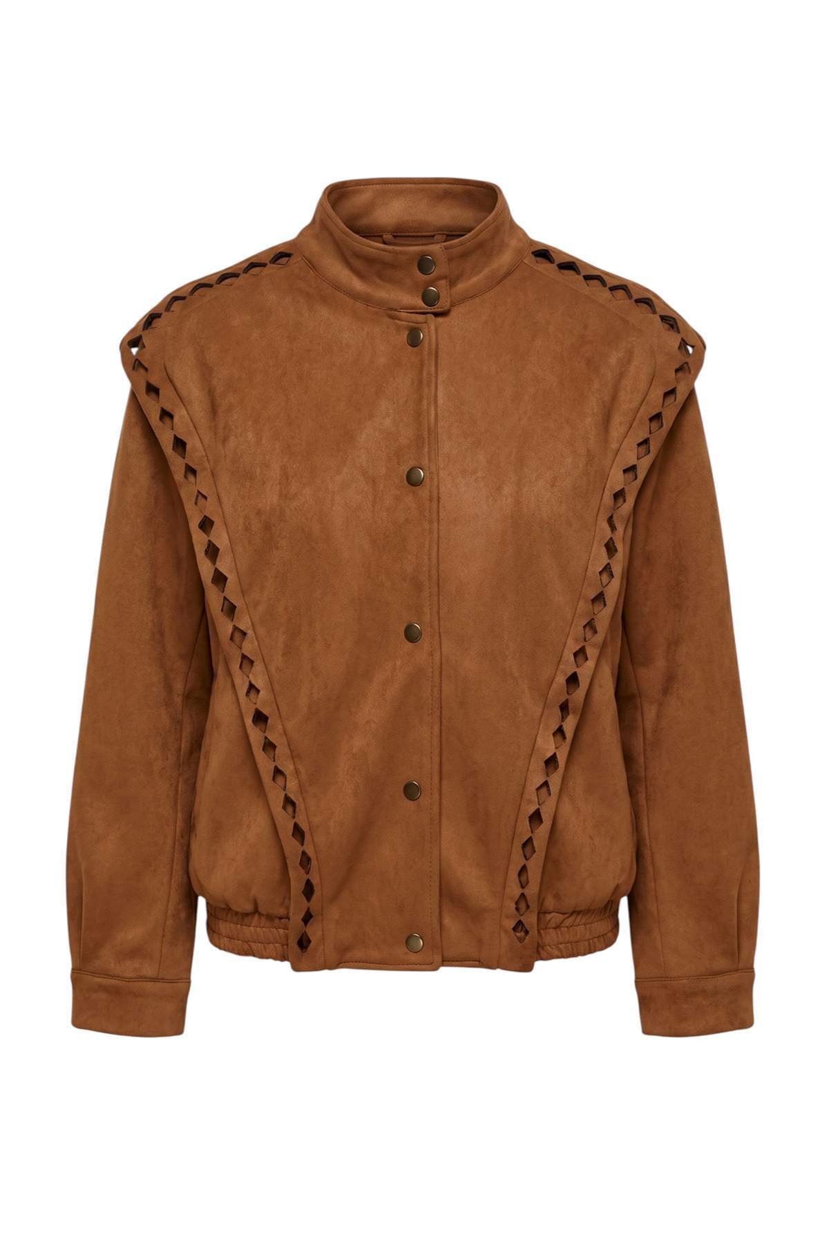 Trendyolmilla Camel Oversize Kalıp Süet Bomber Mont TWOAW27MO00131
