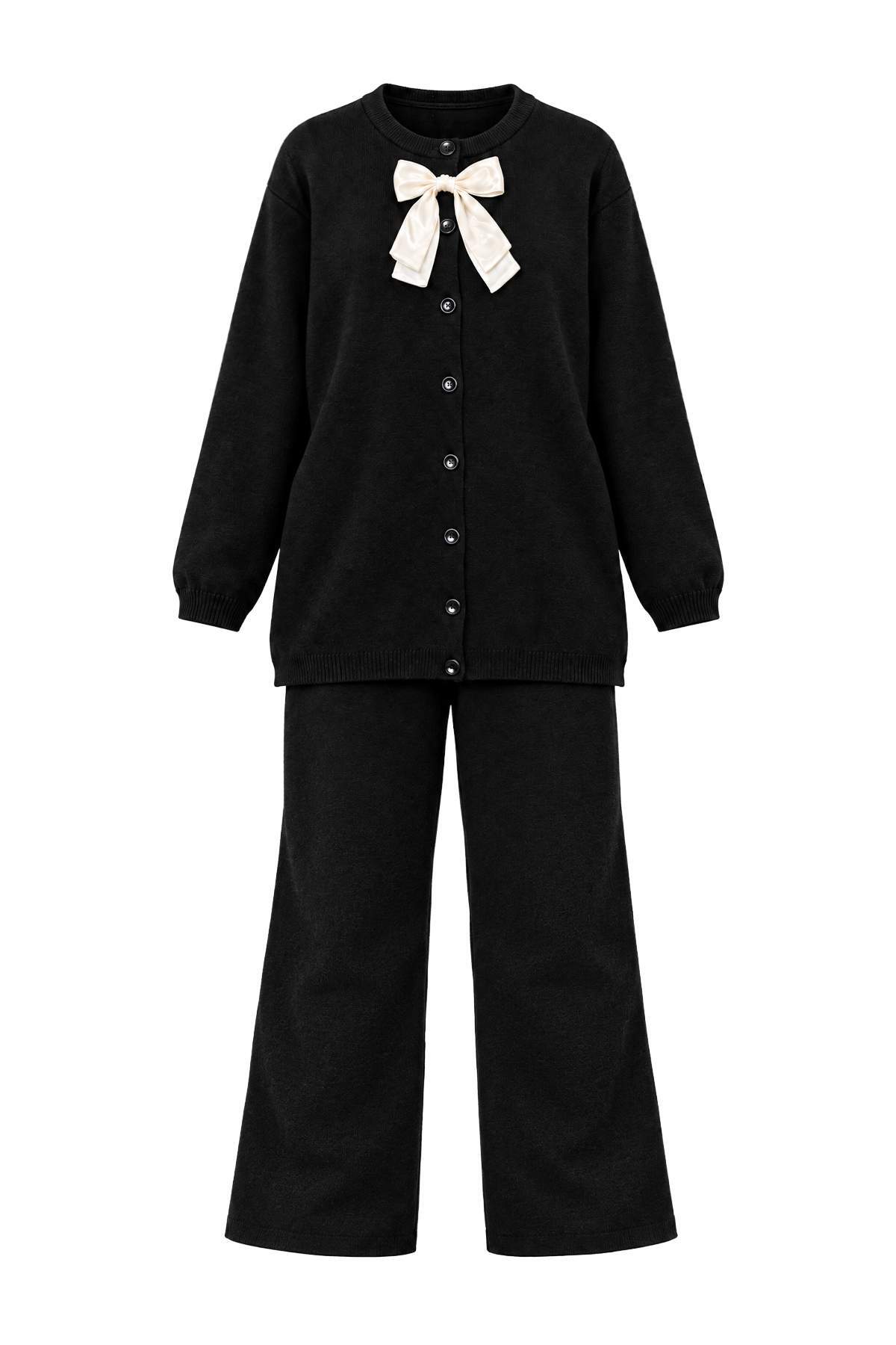 Trendyolmilla Modest Siyah Regular İnterlok Düz Triko Tesettür Alt - Üst Takım TCTAW27US00008