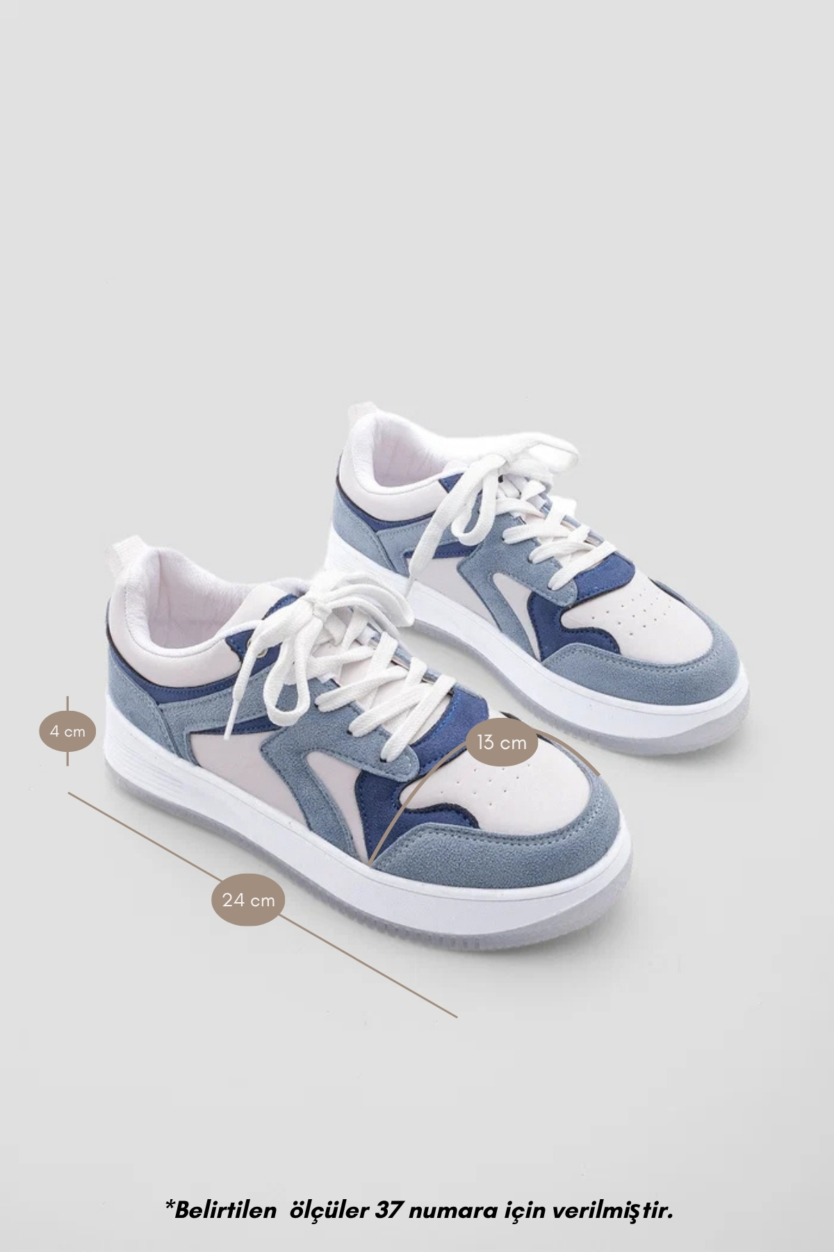 Marjin Kadın Sneaker Yüksek Taban Spor Ayakkabı Aryan Mavi görsel 8