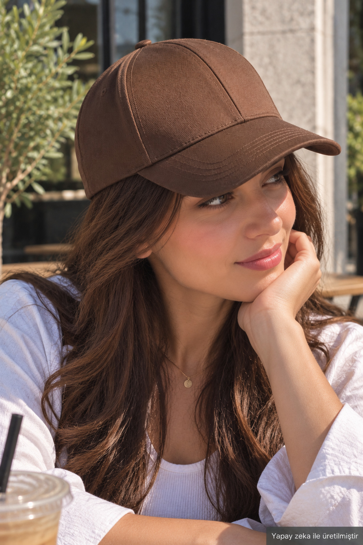 ZERAMİNE Kahverengi Düz Baseball Şapka Arkası Cırtlı Ayarlanabilir Unisex Kep, Günlük Spor Basic Model Şapka görsel 4