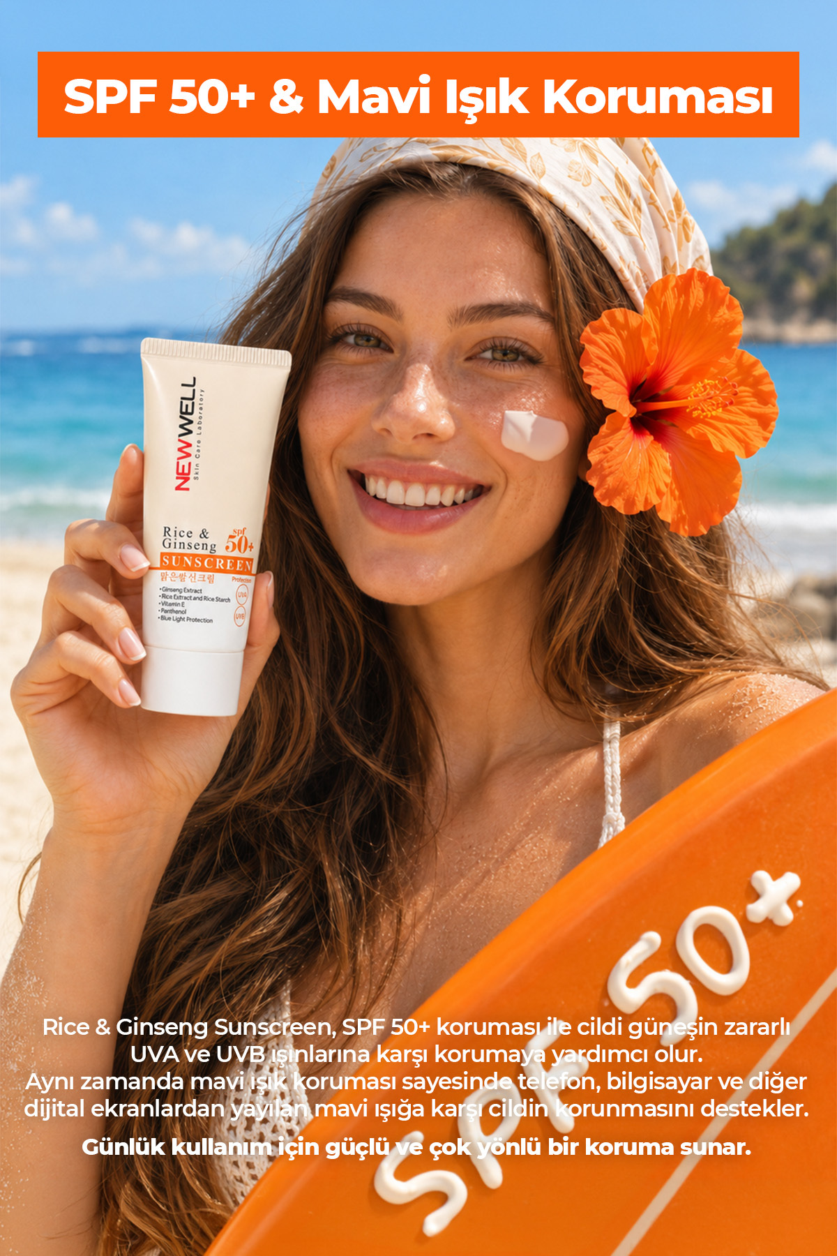 2 Adet Rice & Ginseng Sunscreen Spf50+ Pirinç Özlü Güneş Kremi 50 ML — T11944 — تصویر 3 از 6