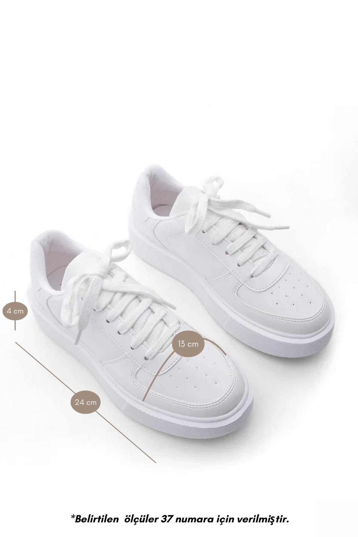 Marjin Kadın Sneaker Yüksek Taban Bağcıklı Spor Ayakkabı Azin Beyaz görsel 8