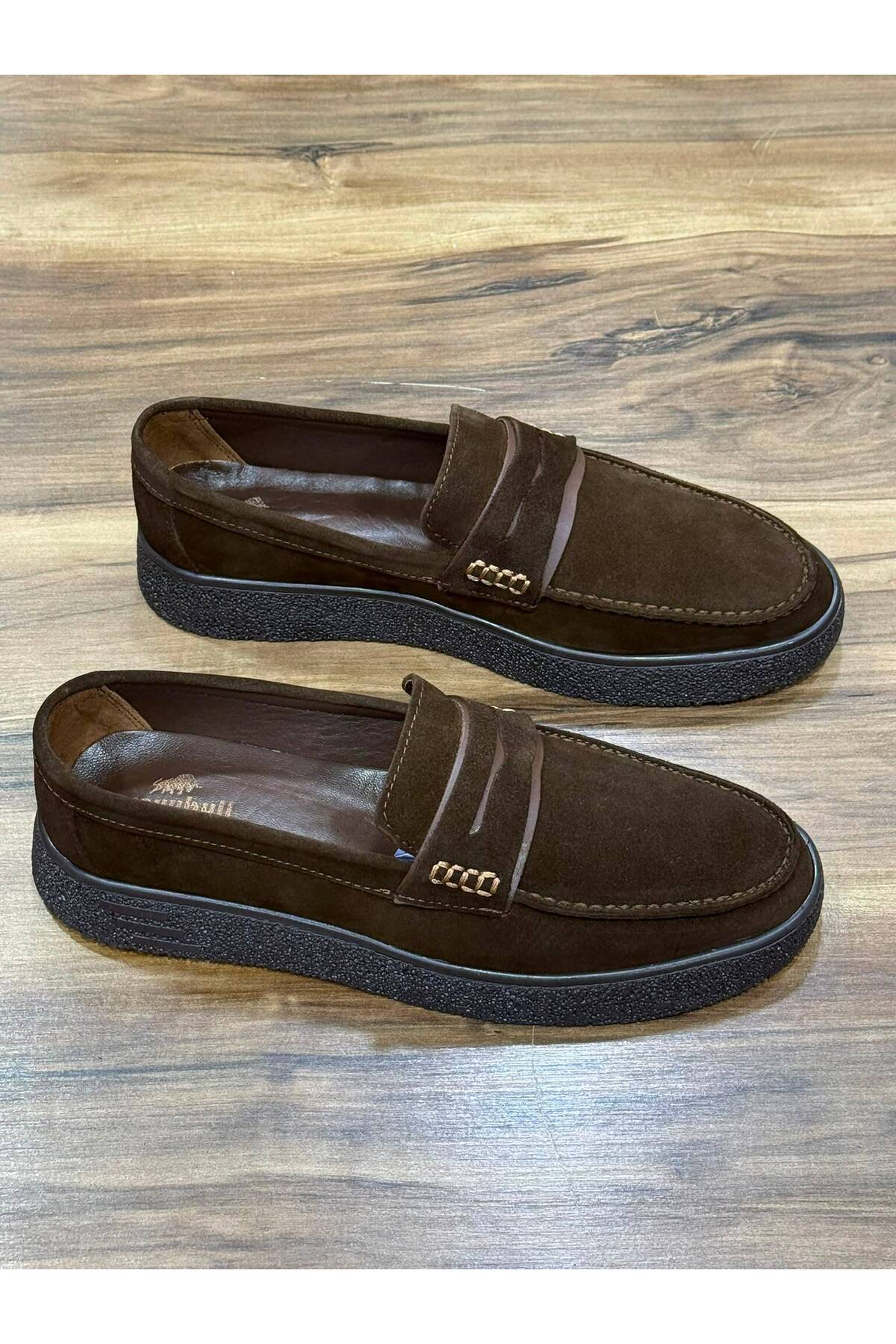 Greyybull Shoes kahve süet deri erkek loafer ayakkabı- esnek rahat ve şık günlük loafer görsel 4