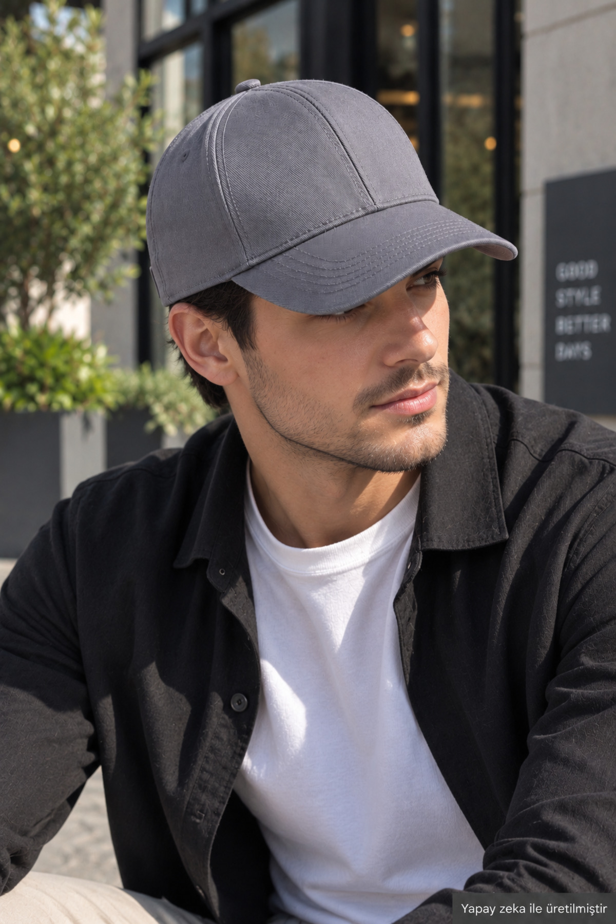 ZERAMİNE Koyu Gri Düz Baseball Şapka Arkası Cırtlı Ayarlanabilir Unisex Kep, Günlük Spor Basic Model Şapka görsel 2