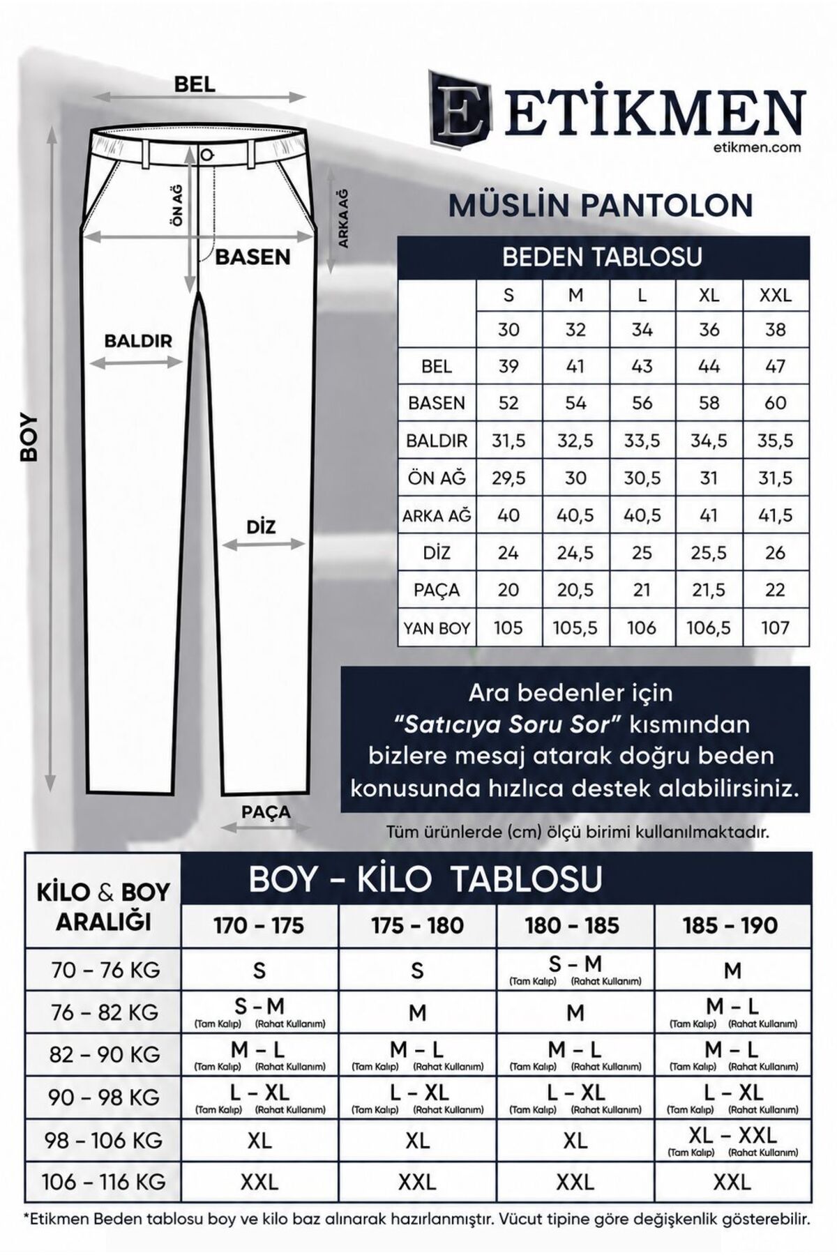 Etikmen Beyaz Regular Fit Müslin Pantolon görsel 6