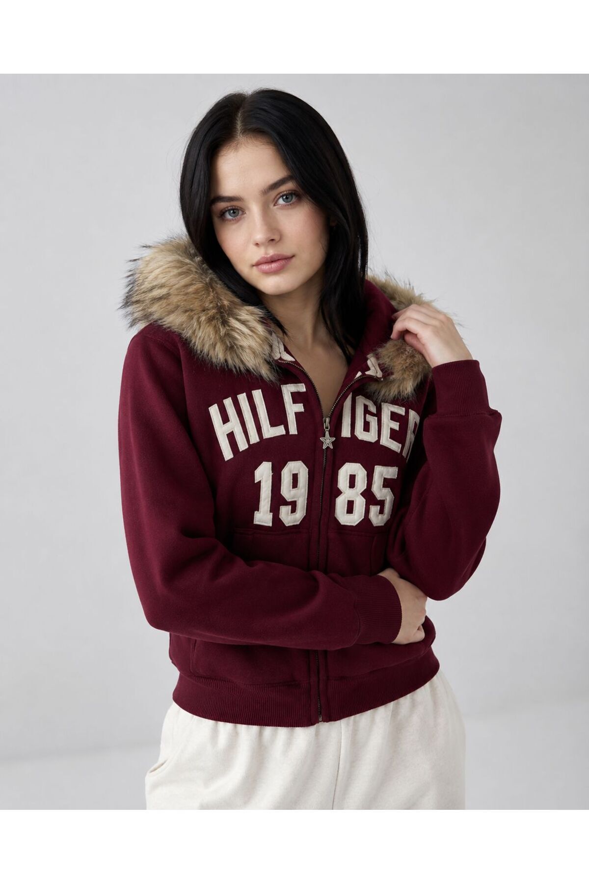 nathia outdoors Y2k Street kürk detaylı Vintage hırka görsel 3