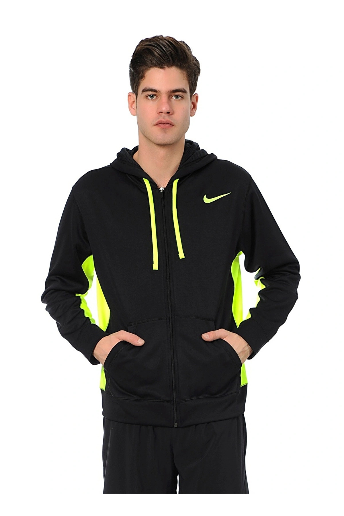 تاپ ورزشی مردانه کلاه دار مشکی سبز ۴۶۵۷۸۶ نایکی سویشرت Nike