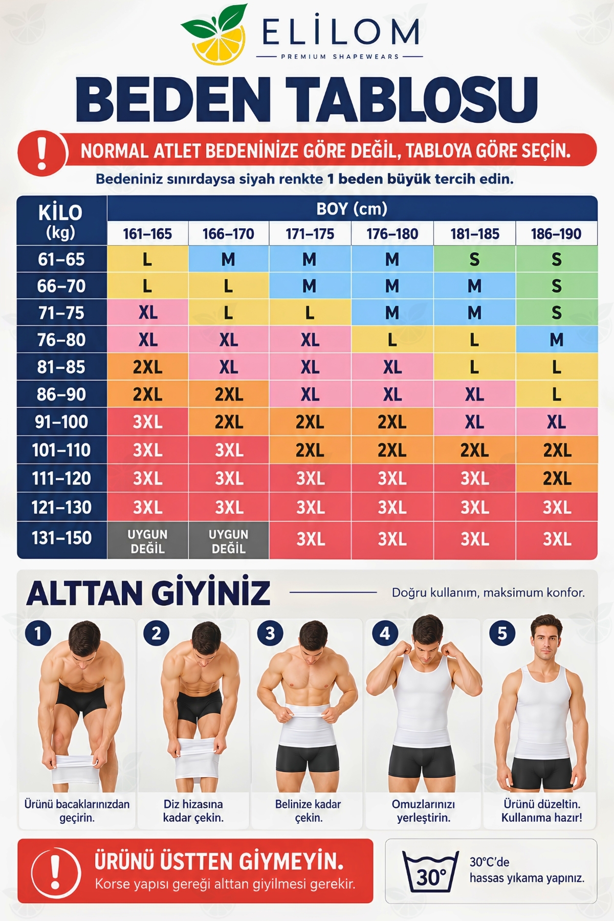 elilom Erkek Korse Atlet - Göbek Toparlayıcı, Bel İnceltici, Dik Duruş (YUKKA) görsel 3