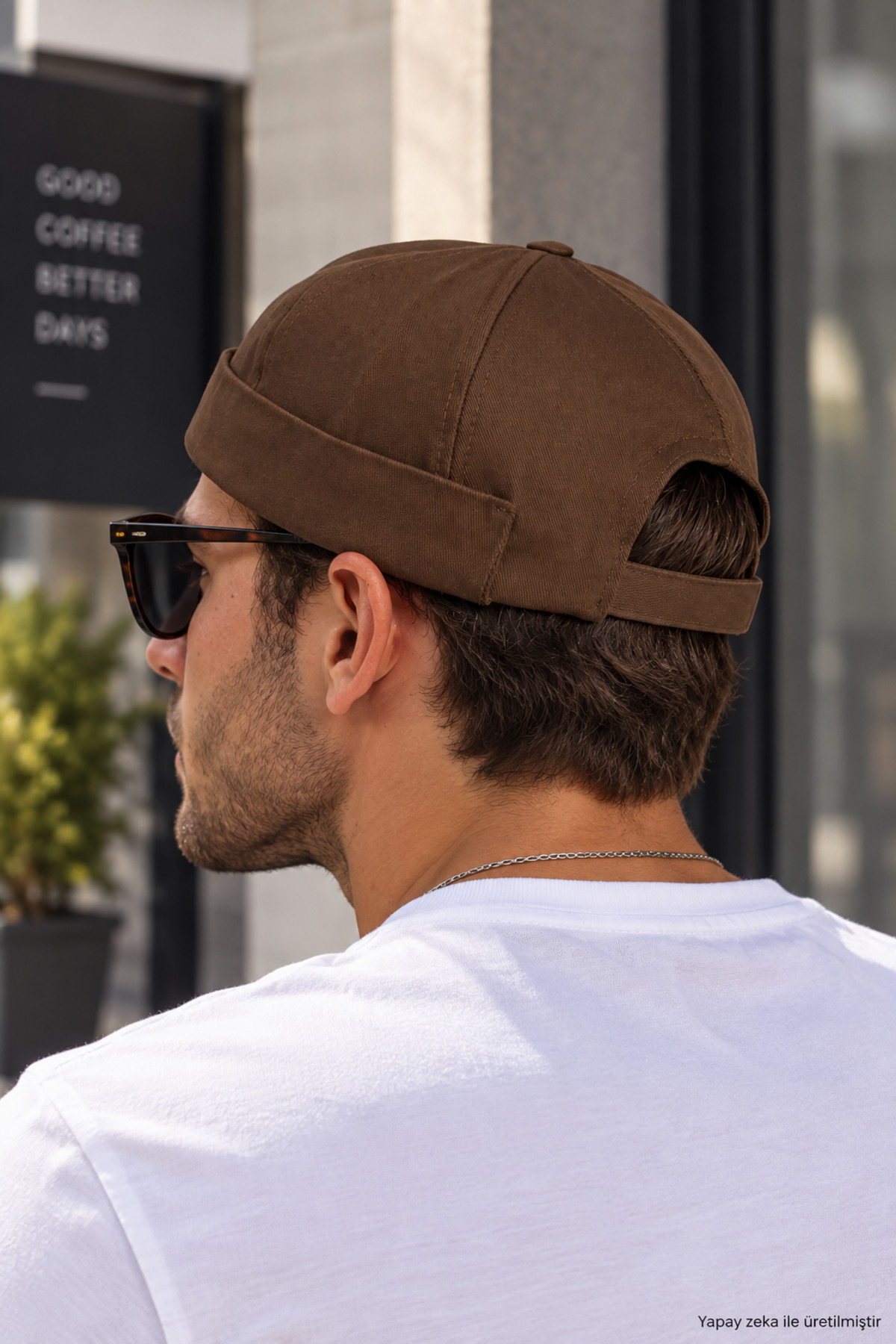 ZERAMİNE Kahverengi Unisex Docker Beanie Bere Şapka Kahverengi Sokak Modası görsel 3