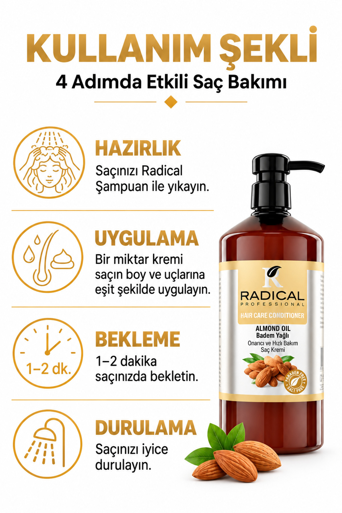 Badem Yağlı Saç Bakım Kremi 1000 ML — 0001sackremi-badem — تصویر 3 از 4