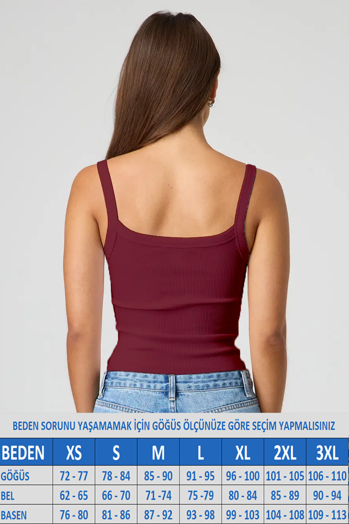 MİO ESTİLO Kadın İnce Askılı Kaşkorse Fitilli Bordo Atlet, Novelle görsel 2