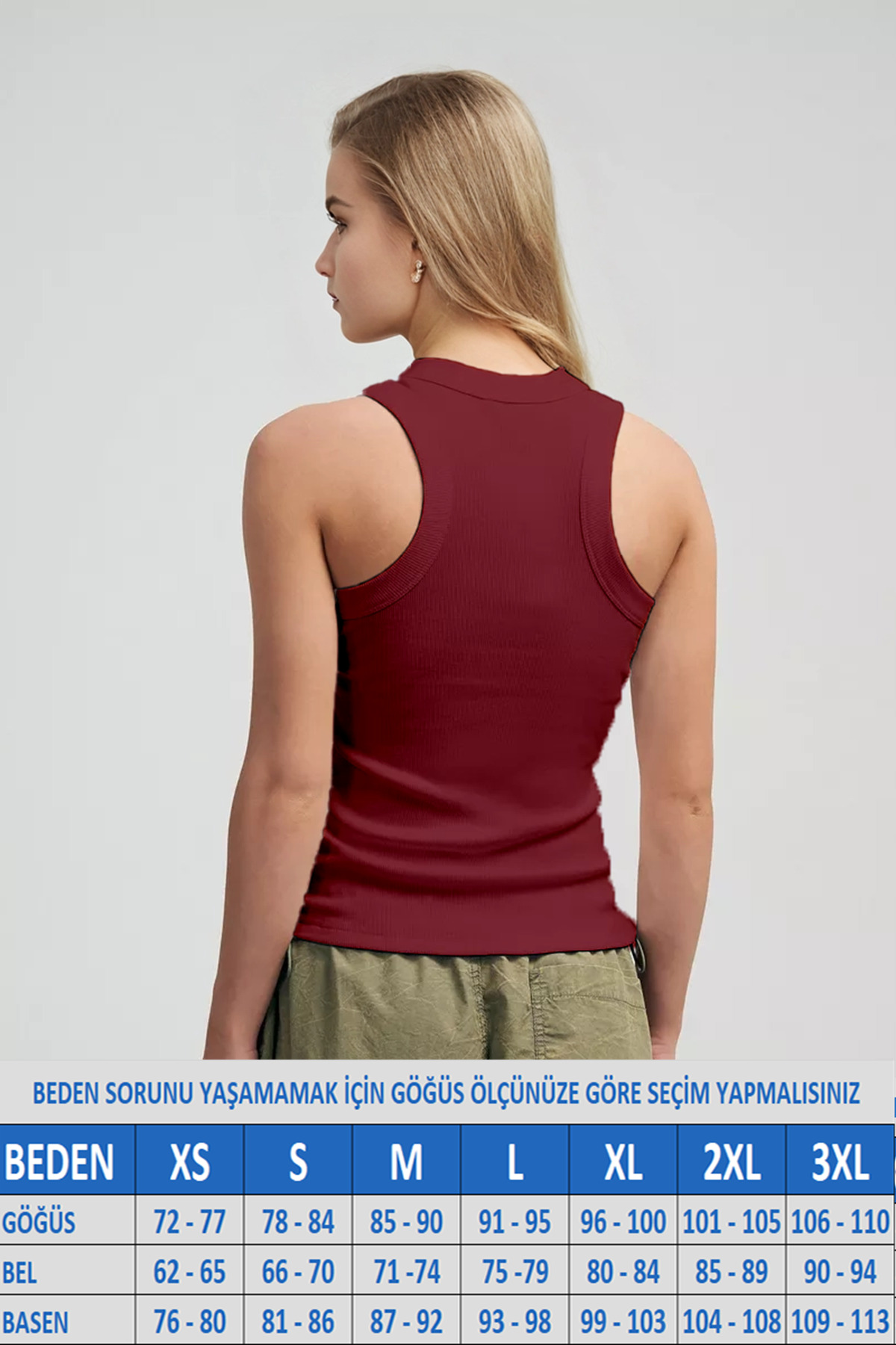 MİO ESTİLO Kadın Halter Yaka Kaşkorse Fitilli Bordo Atlet, Novelle görsel 2