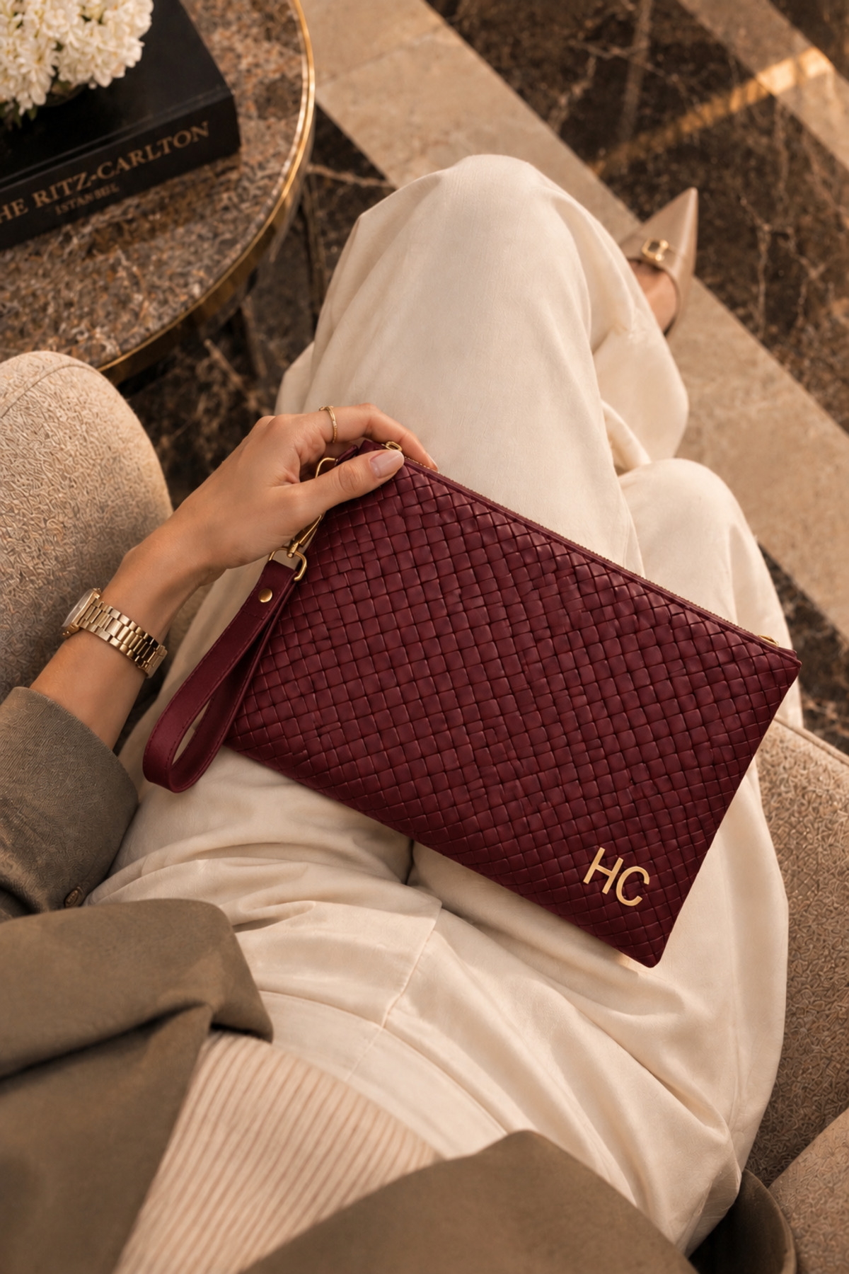 Genel Markalar Bordo Kişiye Özel kadın Portföy & Clutch Çanta, El Çantası görsel 4