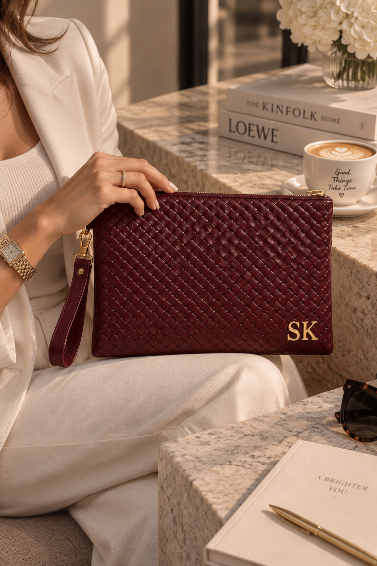 Genel Markalar Bordo Kişiye Özel kadın Portföy & Clutch Çanta, El Çantası
