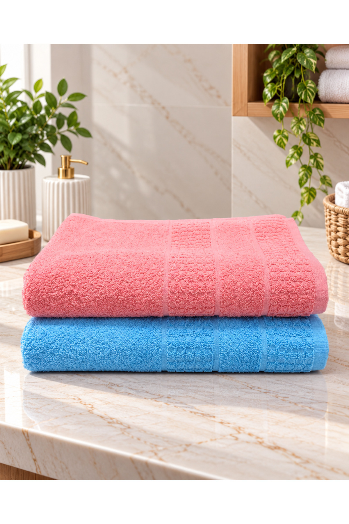 90x150 cm Mega Büyük Boy Ekonomik Banyo Havlusu 2’li Set & Yumuşak & Emici