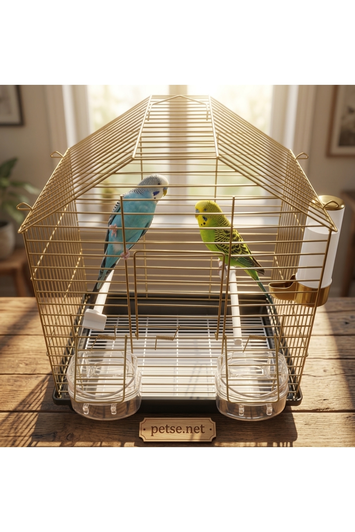 BAMBU PETSHOP Çift Kapılı Orta Boy Muhabbet Kuşu Kafesi 2 Ad Kapaklı Yemlik, 1 Ad Tünek, 1 Ad Suluk